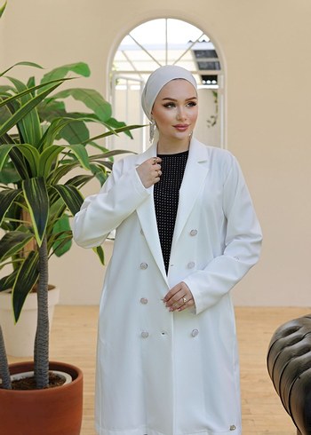 Düğmeli Kadın Uzun Ceket - Görsel 5