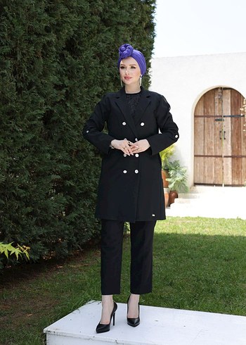 Düğmeli Kadın Uzun Ceket - Görsel 13