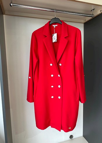 Kadın Düğmeli Uzun Ceket - Görsel 10