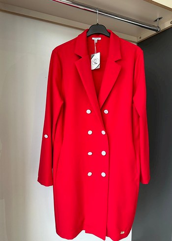 Kadın Düğmeli Uzun Ceket - Görsel 9