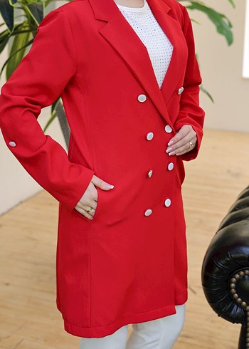 Kadın Düğmeli Uzun Ceket - Görsel 5
