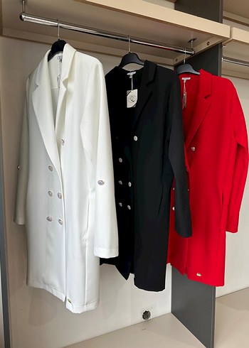 Kadın Düğmeli Uzun Ceket - Görsel 12