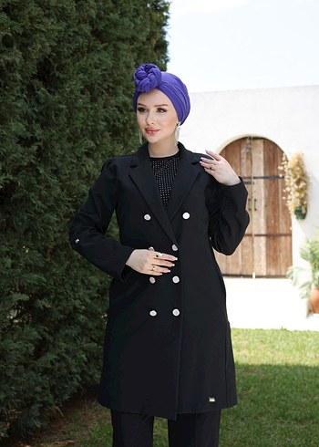 Kadın Düğmeli Uzun Ceket - Görsel 2