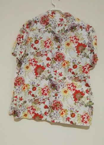 Çiçek Desenli Kısa Kollu Bohem Gömlek - Görsel 2