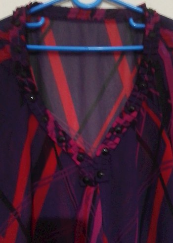 Bohem Tarz Midi Mor V Yaka Hamile Tunik - Görsel 3