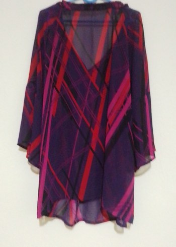 Bohem Tarz Midi Mor V Yaka Hamile Tunik - Görsel 4