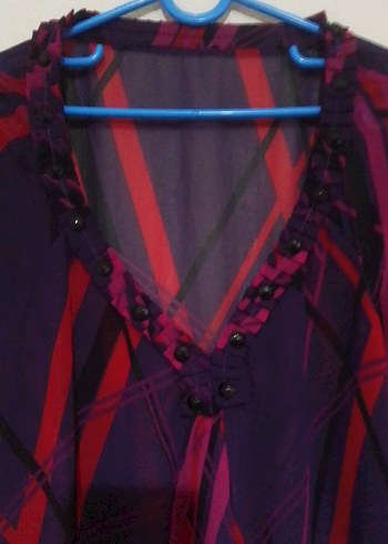 Bohem Tarz Midi Mor V Yaka Hamile Tunik - Görsel 2