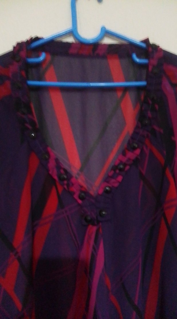 Bohem Tarz Midi Mor V Yaka Hamile Tunik - Görsel 3