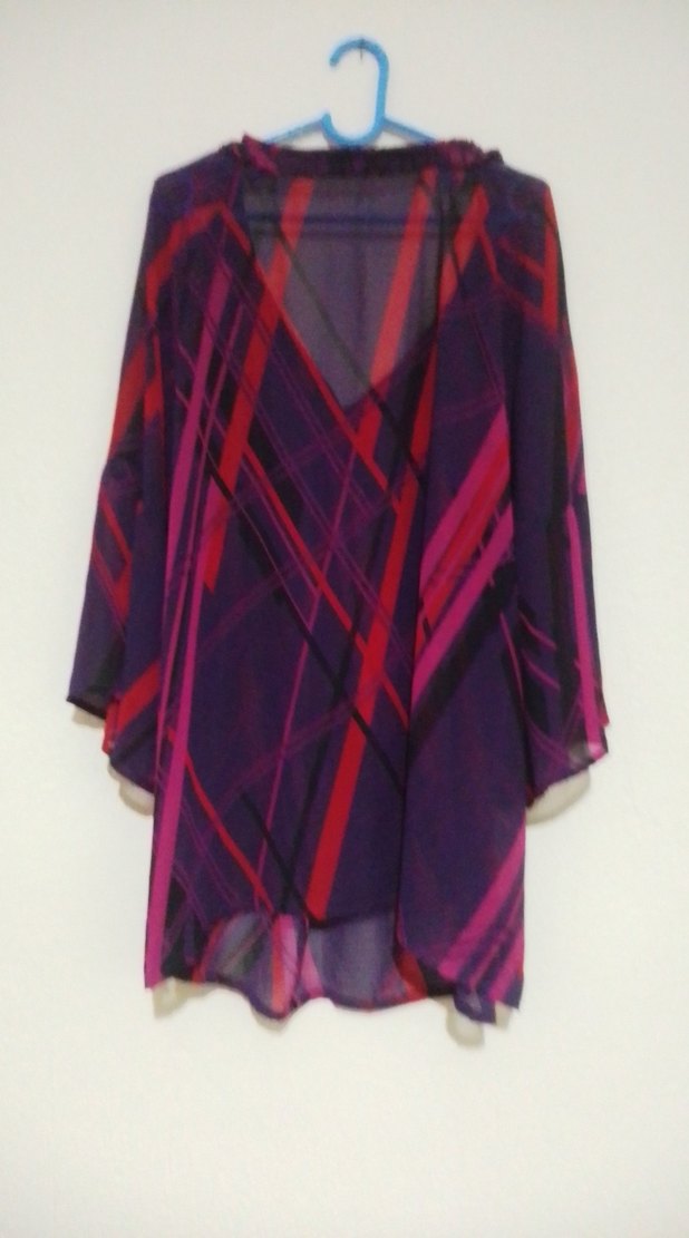 Bohem Tarz Midi Mor V Yaka Hamile Tunik - Görsel 4