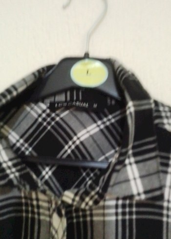 Kadın Gri Ekose Düğmeli Gömlek - Görsel 2