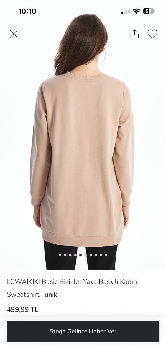 LC Waikiki Baskılı Bisiklet Yaka Sweatshirt Tunik - Görsel 2