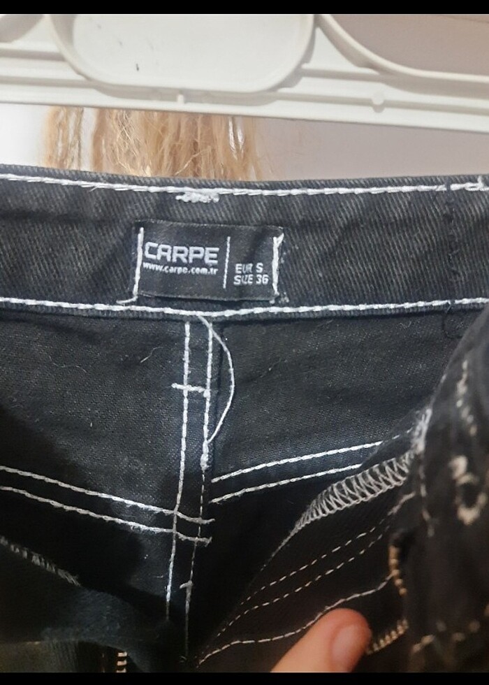 carpe y2k gothic beyaz dikişli siyah jean - Görsel 3