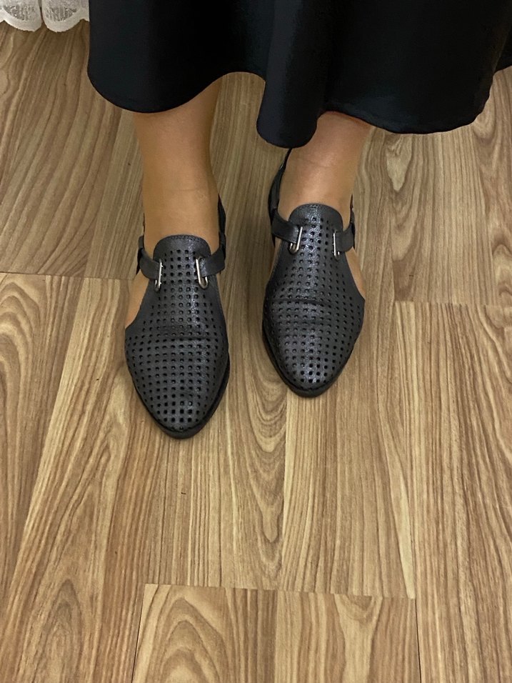 Pilise Detaylı Siyah Kadın Topuklu Babet - Görsel 3