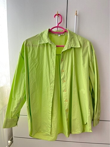 Koton neon yeşil oversize gömlek