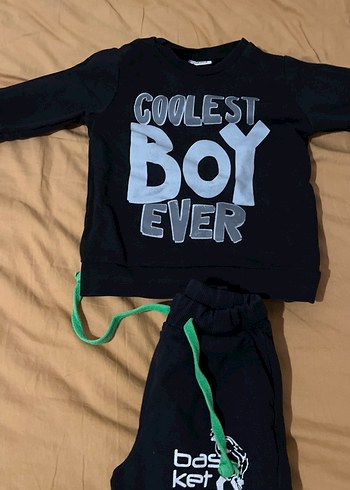 Baskılı Siyah Bebek Erkek Eşofman Takımı - Görsel 2