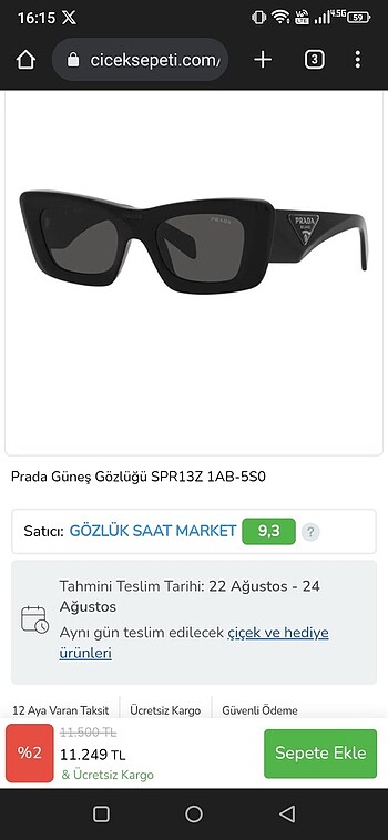 Prada güneş gözlüğü