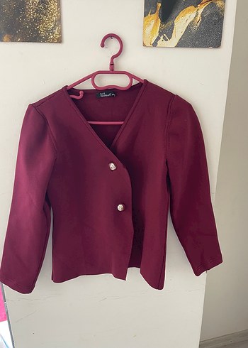 Zara Bordo V Yaka Kisa Ceket