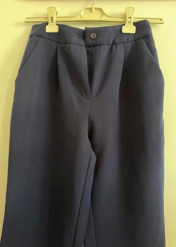 Lacivert Wide Leg/Geniş Paça Dokuma Kumaş Pantolon