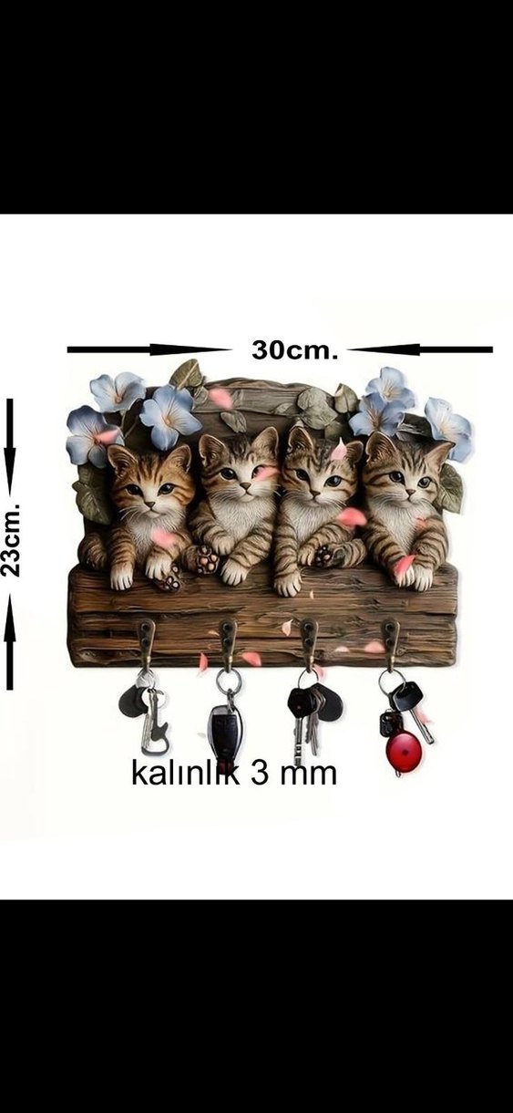 Kedi Figürlü Anahtarlık Askısı - Görsel 2
