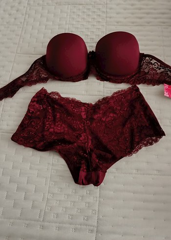 Bordo Dantelli Bohem Sütyen Takımı