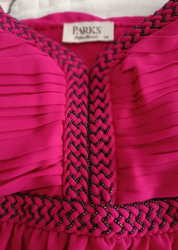 fuşya İp Askılı Midi Bohem Elbise - Görsel 4