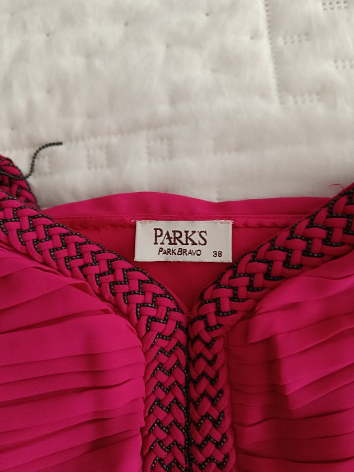 fuşya İp Askılı Midi Bohem Elbise - Görsel 3