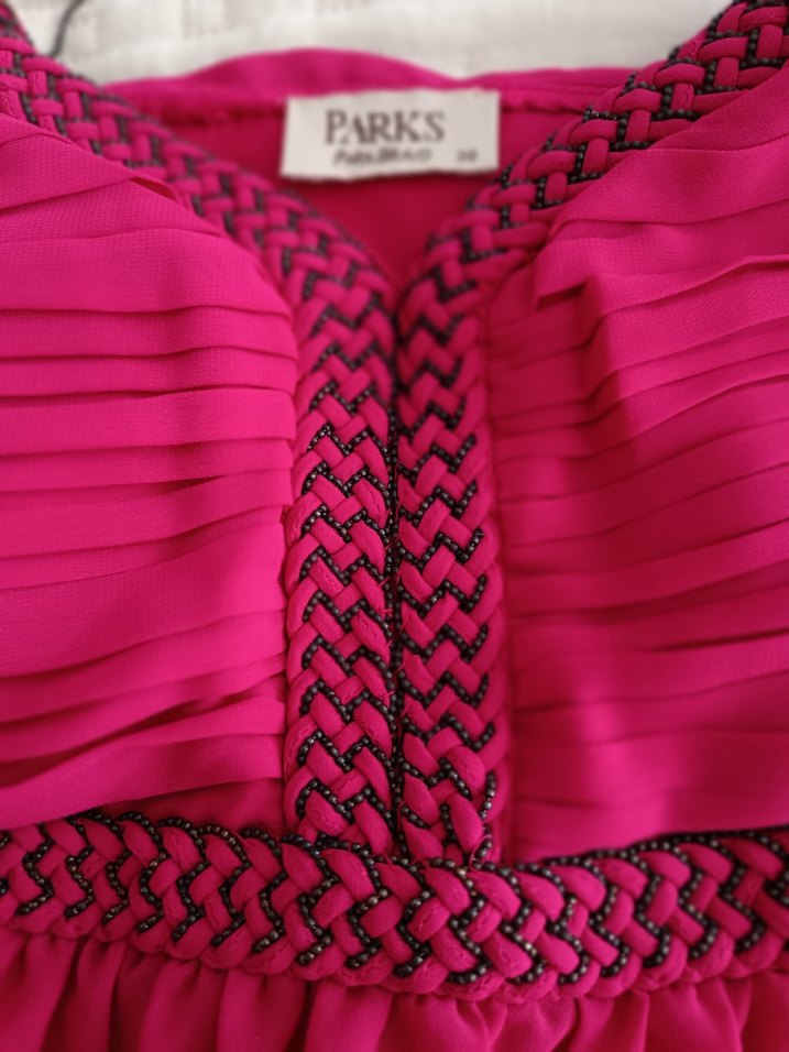 fuşya İp Askılı Midi Bohem Elbise - Görsel 4