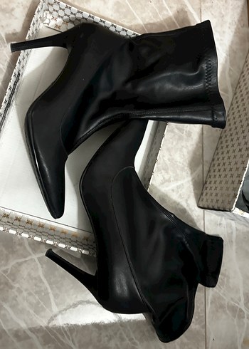 Siyah Streç Topuklu Bot - Görsel 6