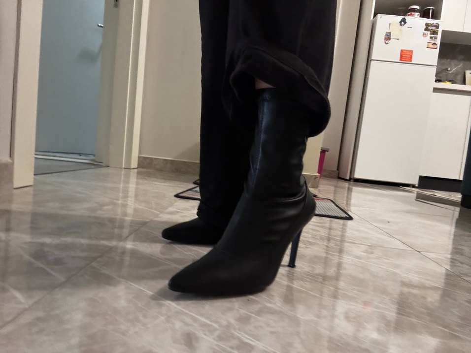 Siyah Streç Topuklu Bot - Görsel 4