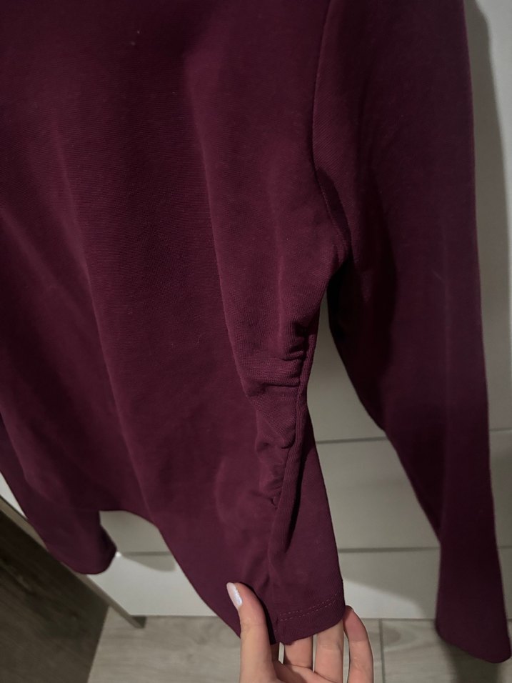 Vişneçürüğü Yüksek Yaka Dar Kesim Kadın Bluz - Görsel 2