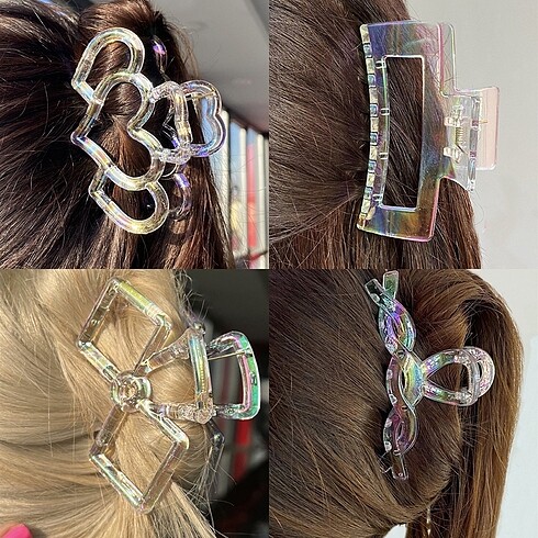 Accessorize Boncuk zincir kalp fiyonk damla burgu düz model şeffaf hologram 