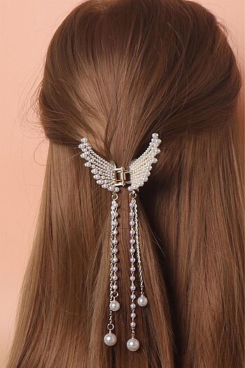 Accessorize İncili taşlı sallantılı kelebek mandal toka