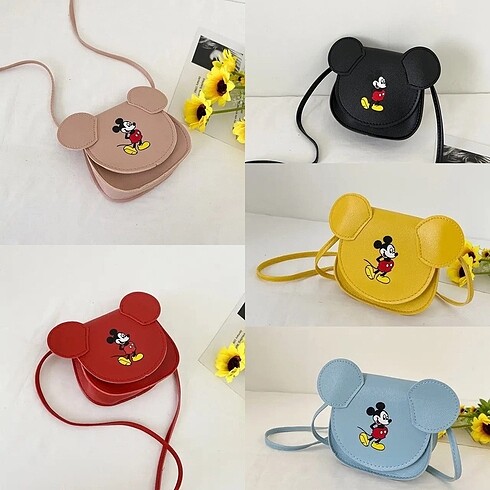 Mickey mouse baskılı deri kapaklı çapraz çanta