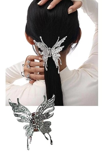 Accessorize Kelebek model büyük boy altın ve gümüş renklerde ithal metal man
