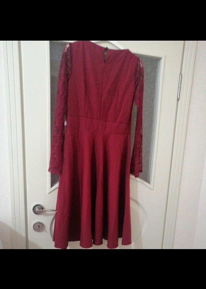 Midi boy dantel kol elbise - Görsel 2