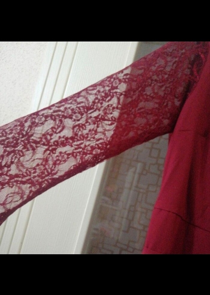 Midi boy dantel kol elbise - Görsel 3