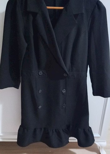 Siyah V Yakalı Kemerli Uzun Elbise - Görsel 3