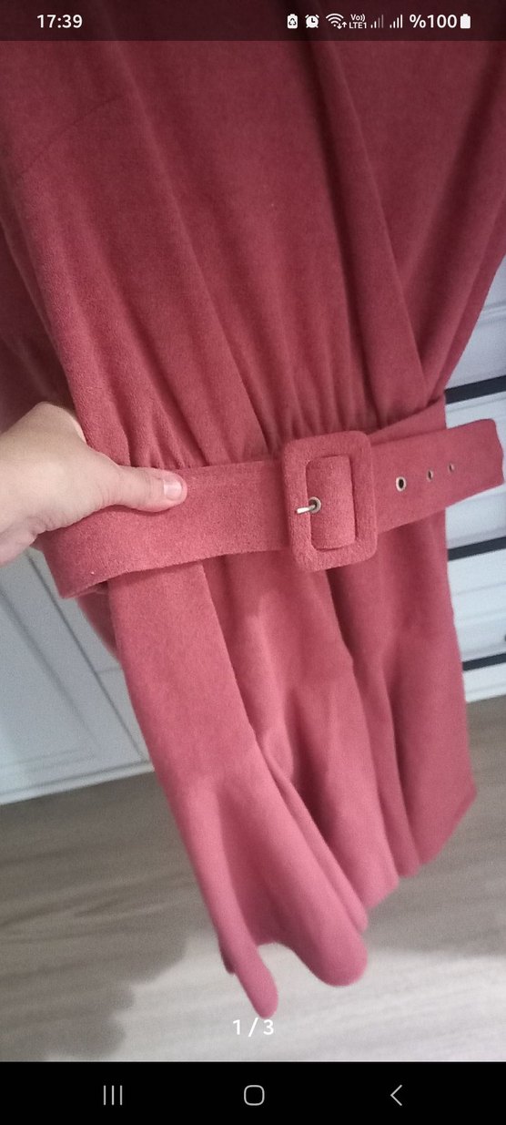 Bordo Midi Boy Bohem Salaş Kadın Elbise - Görsel 2