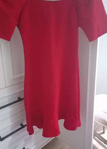 Kırmızı Drapeli Midi Kadın Abiye Elbise - Görsel 3