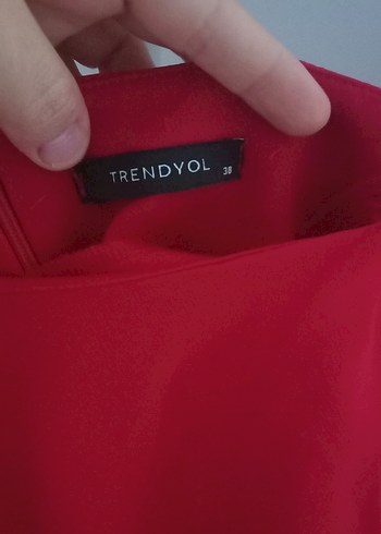 Kırmızı Drapeli Midi Kadın Abiye Elbise - Görsel 2