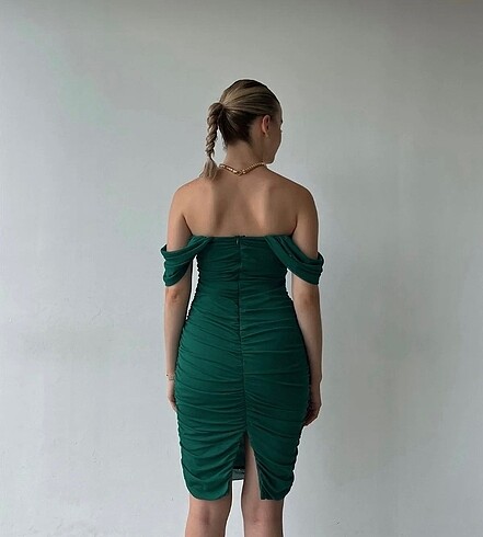 Diğer Moda çelikler düşük omuz drapeli elbise
