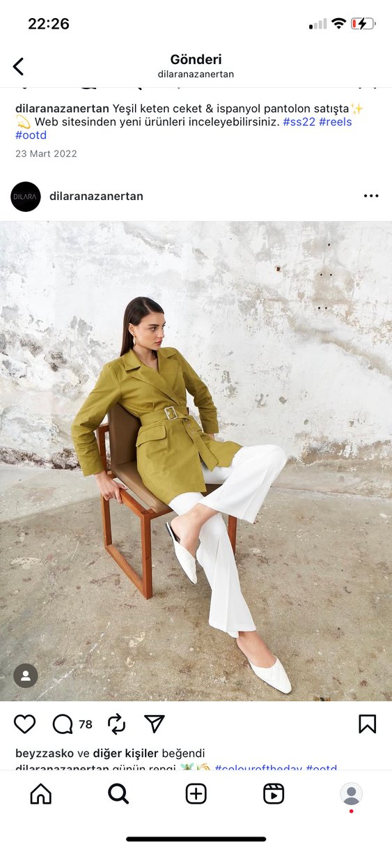 Kadın Kemerli Kısa Bej keten blazer ceket - Görsel 3