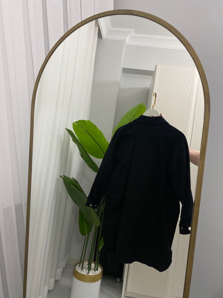 Düğmeli Siyah  kot ceket - Görsel 3