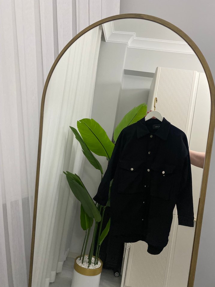 Düğmeli Siyah  kot ceket - Görsel 2