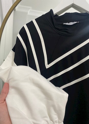 Siyah Baskılı Pamuklu Uzun Sweatshirt takım - Görsel 3