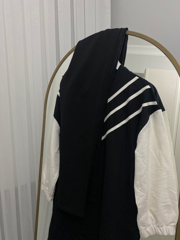 Siyah Baskılı Pamuklu Uzun Sweatshirt takım - Görsel 5