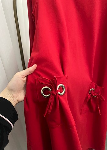 Loreen kırmızı krep tunik - Görsel 2