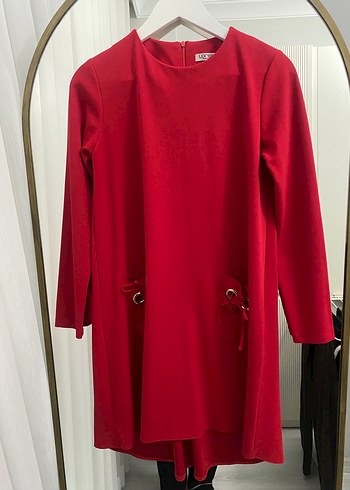 Loreen kırmızı krep tunik - Görsel 5