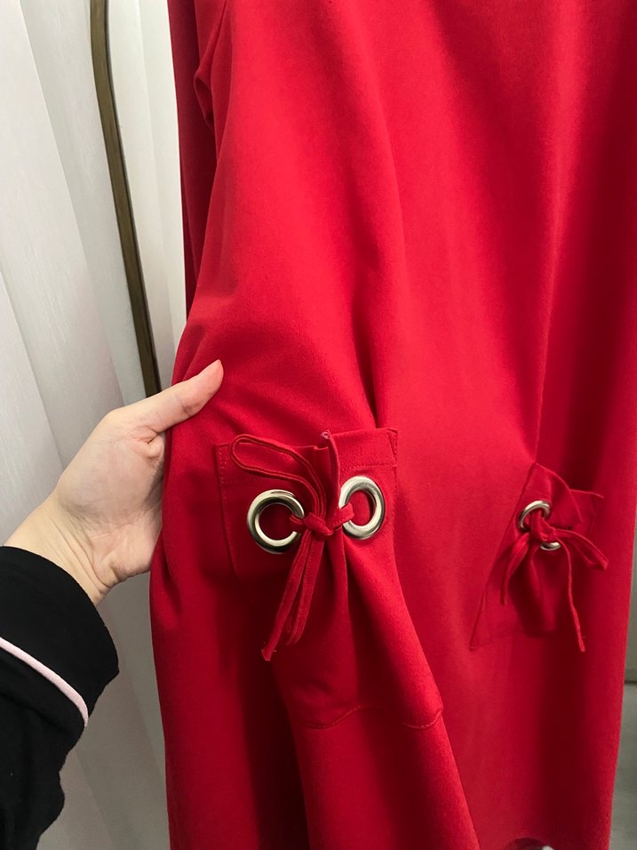 Loreen kırmızı krep tunik - Görsel 2