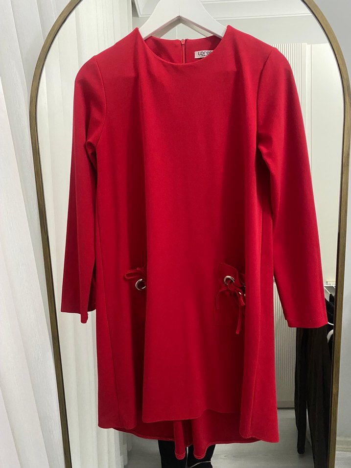 Loreen kırmızı krep tunik - Görsel 5